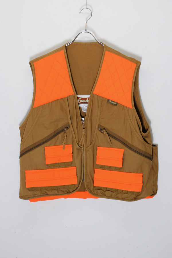 HUNTING VEST / BROWN/ORANGE [SIZE: L USED]
