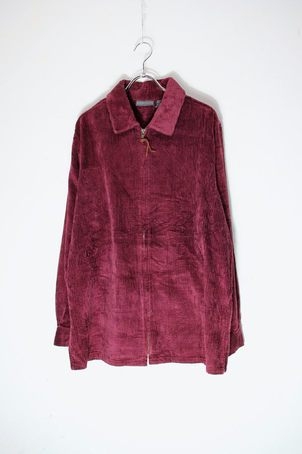 90'S CORDUROY ZIP SHIRT JACKET / BURGUNDY [SIZE: L USED]