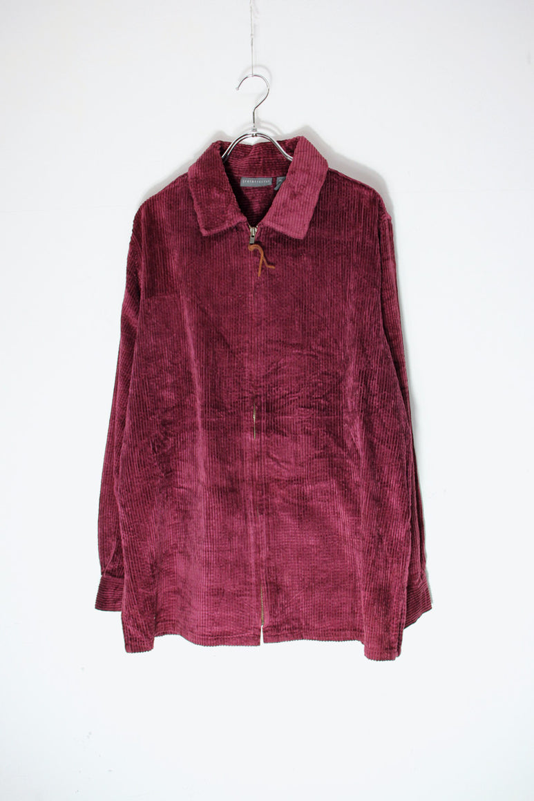 90'S CORDUROY ZIP SHIRT JACKET / BURGUNDY [SIZE: L USED]