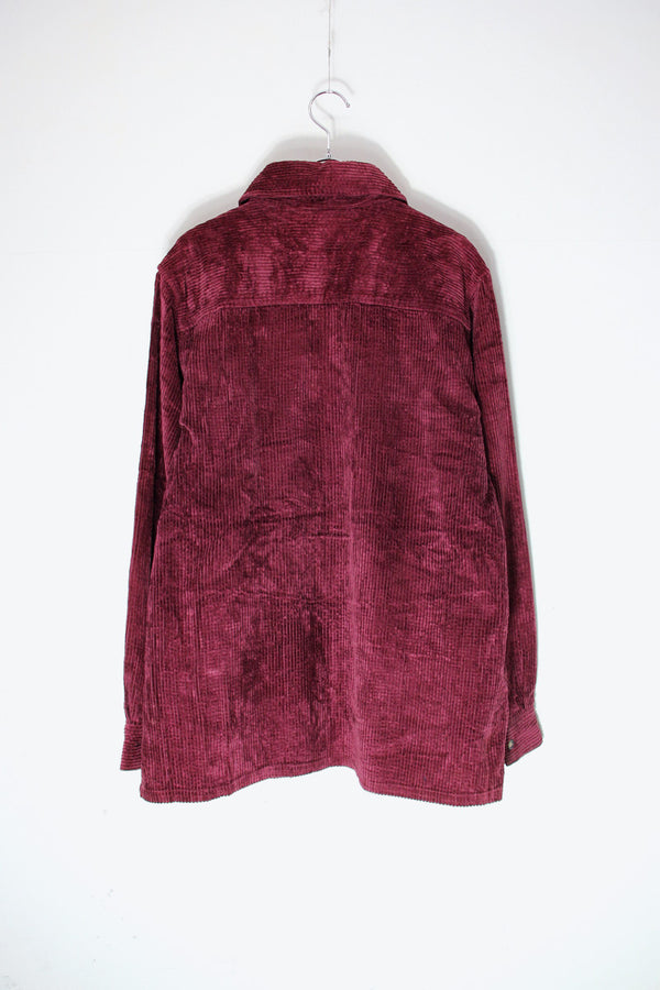 90'S CORDUROY ZIP SHIRT JACKET / BURGUNDY [SIZE: L USED]