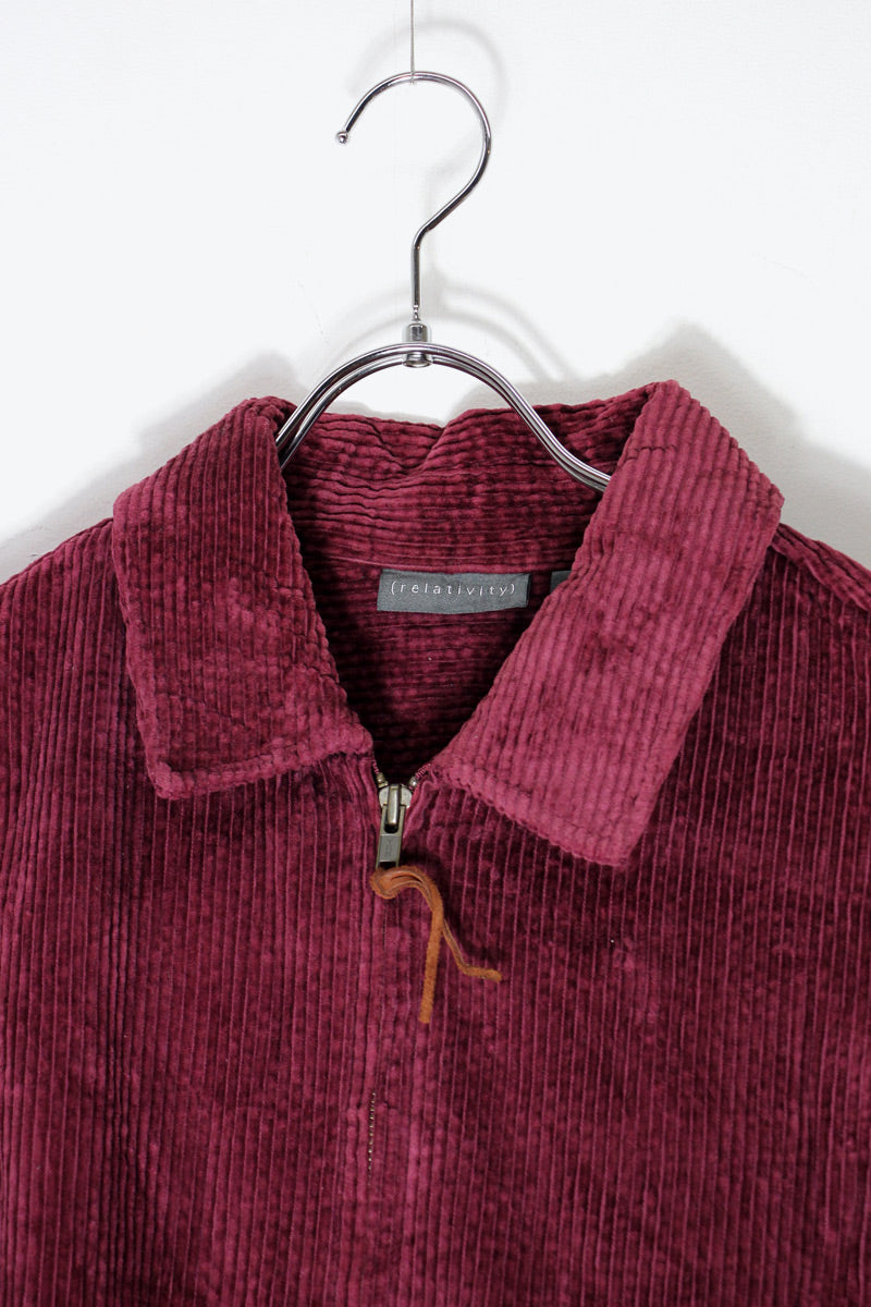 90'S CORDUROY ZIP SHIRT JACKET / BURGUNDY [SIZE: L USED]