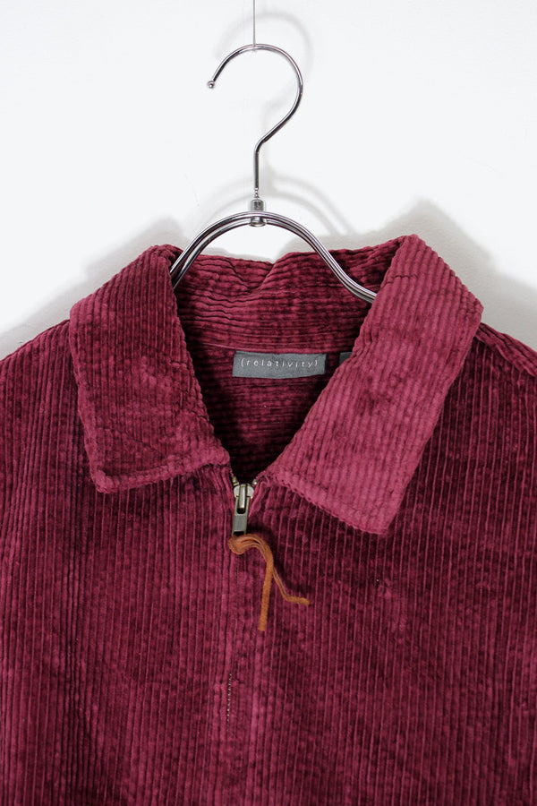 90'S CORDUROY ZIP SHIRT JACKET / BURGUNDY [SIZE: L USED]