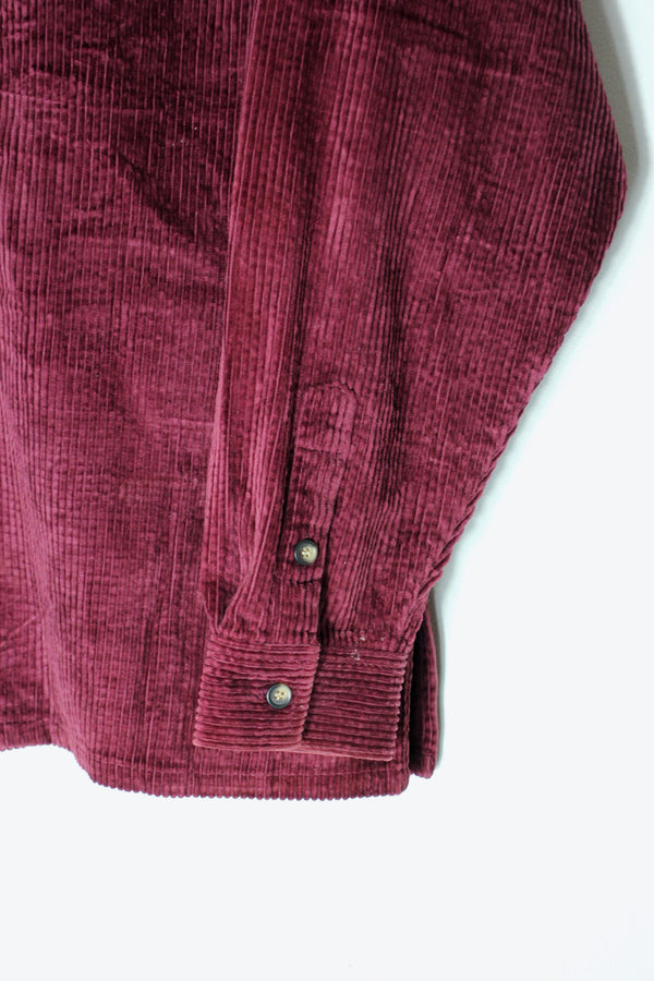 90'S CORDUROY ZIP SHIRT JACKET / BURGUNDY [SIZE: L USED]