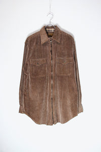 90'S CORDUROY ZIP SHIRT JACKET / FADED BROWN [SIZE: M USED]