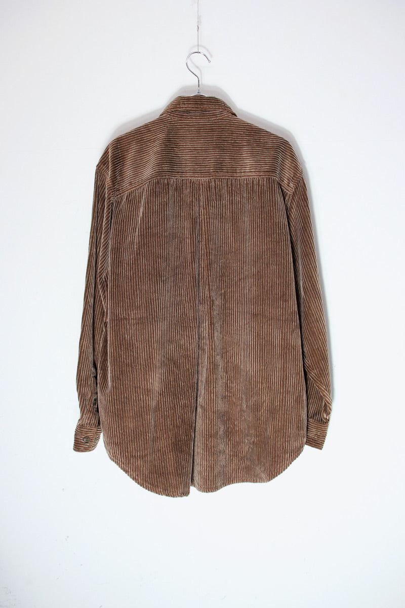 90'S CORDUROY ZIP SHIRT JACKET / FADED BROWN [SIZE: M USED]