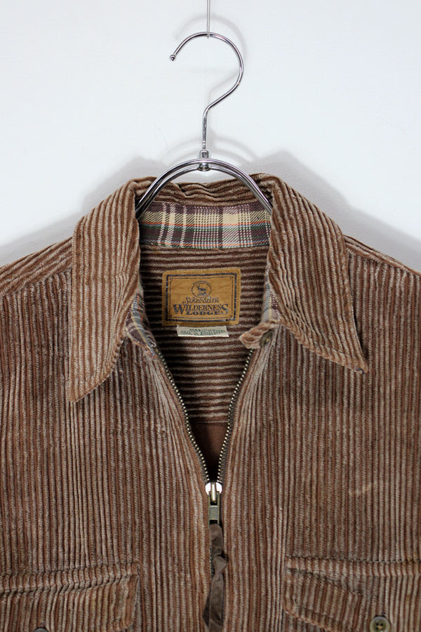90'S CORDUROY ZIP SHIRT JACKET / FADED BROWN [SIZE: M USED]