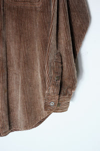 90'S CORDUROY ZIP SHIRT JACKET / FADED BROWN [SIZE: M USED]