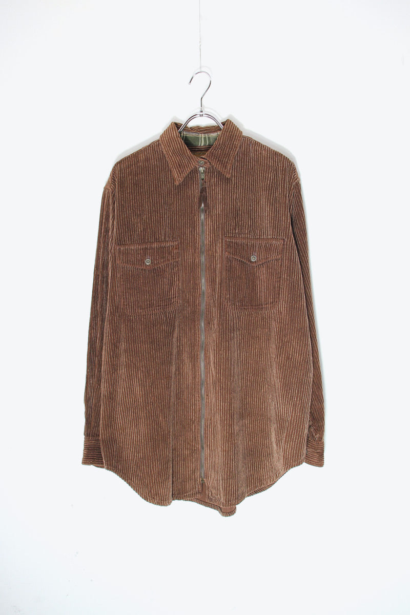 90'S CORDUROY ZIP SHIRT JACKET / FADED BROWN [SIZE: M USED]
