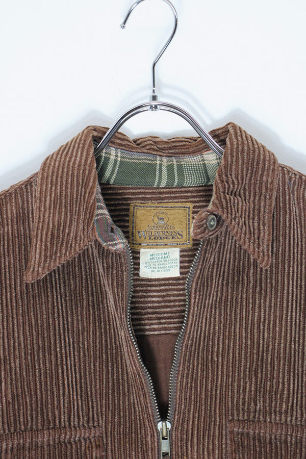 90'S CORDUROY ZIP SHIRT JACKET / FADED BROWN [SIZE: M USED]