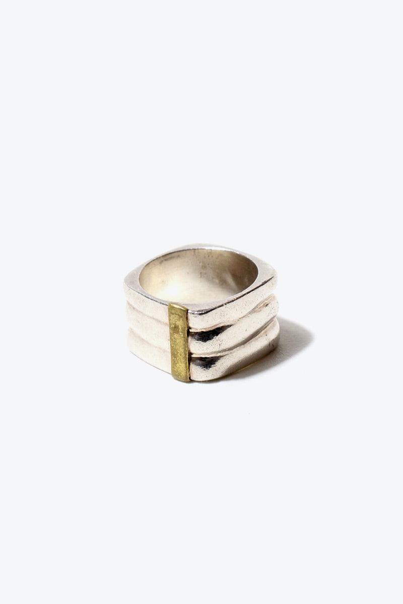 MADE IN MEXICO 925 SILVER / GOLD RING [SIZE: JP 13 USED]