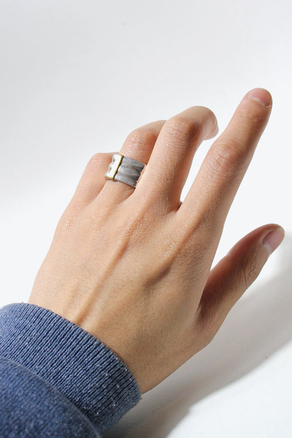 MADE IN MEXICO 925 SILVER / GOLD RING [SIZE: JP 13 USED]