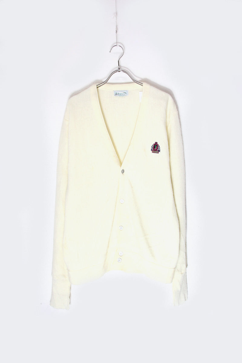 90s ONE POINT ACRYLIC KNIT CARDIGAN / IVORY [SIZE: M USED]