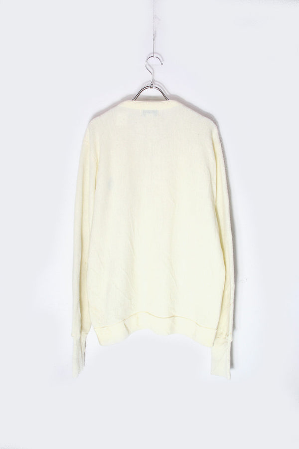 90s ONE POINT ACRYLIC KNIT CARDIGAN / IVORY [SIZE: M USED]