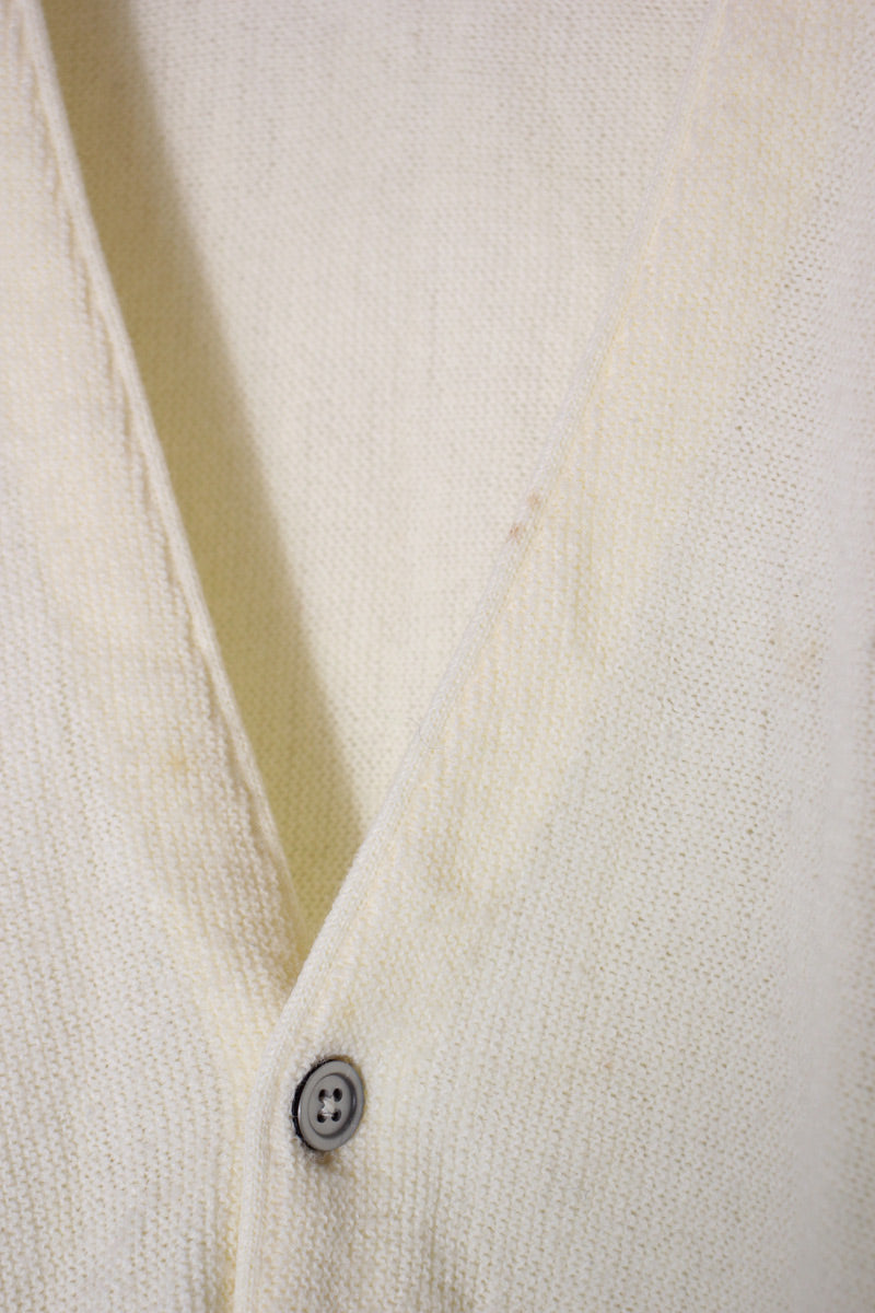 90s ONE POINT ACRYLIC KNIT CARDIGAN / IVORY [SIZE: M USED]