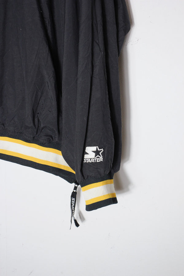 90's NFL STEELERS PULLOVER NYLON JACKET / BLACK/YELLOW [SIZE: XL USED]