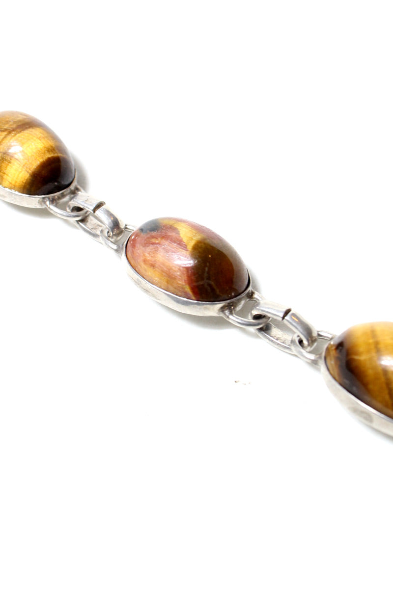 925 SILVER AND TIGER EYE BRACELET [SIZE: ONE SIZE USED]