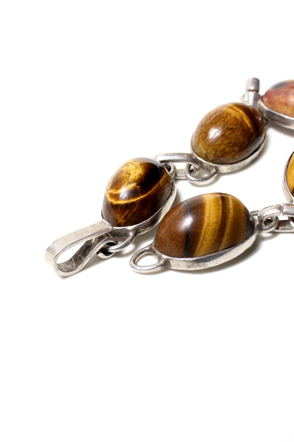 925 SILVER AND TIGER EYE BRACELET [SIZE: ONE SIZE USED]