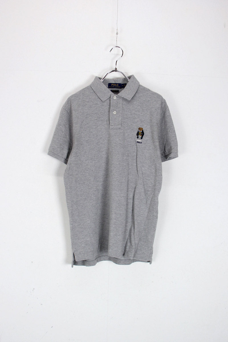 S/S POLO BEAR POLO SHIRT / GREY [SIZE: M USED]