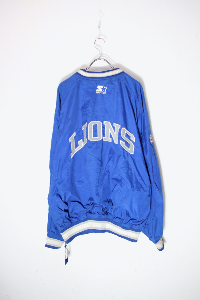 90's NFL LIONS PULLOVER NYLON JACKET / BLUE [SIZE: M USED]