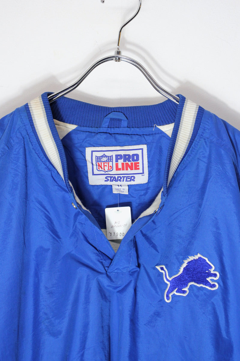 90's NFL LIONS PULLOVER NYLON JACKET / BLUE [SIZE: M USED]