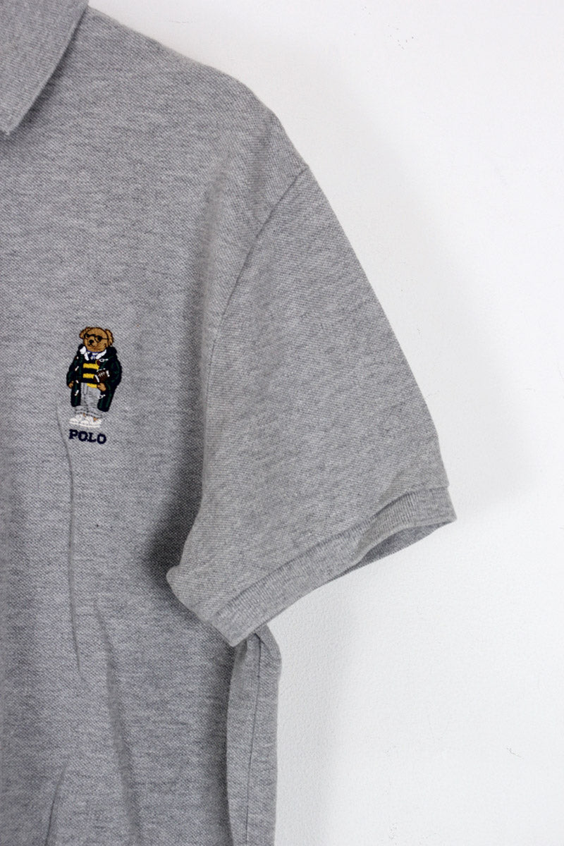 S/S POLO BEAR POLO SHIRT / GREY [SIZE: M USED]
