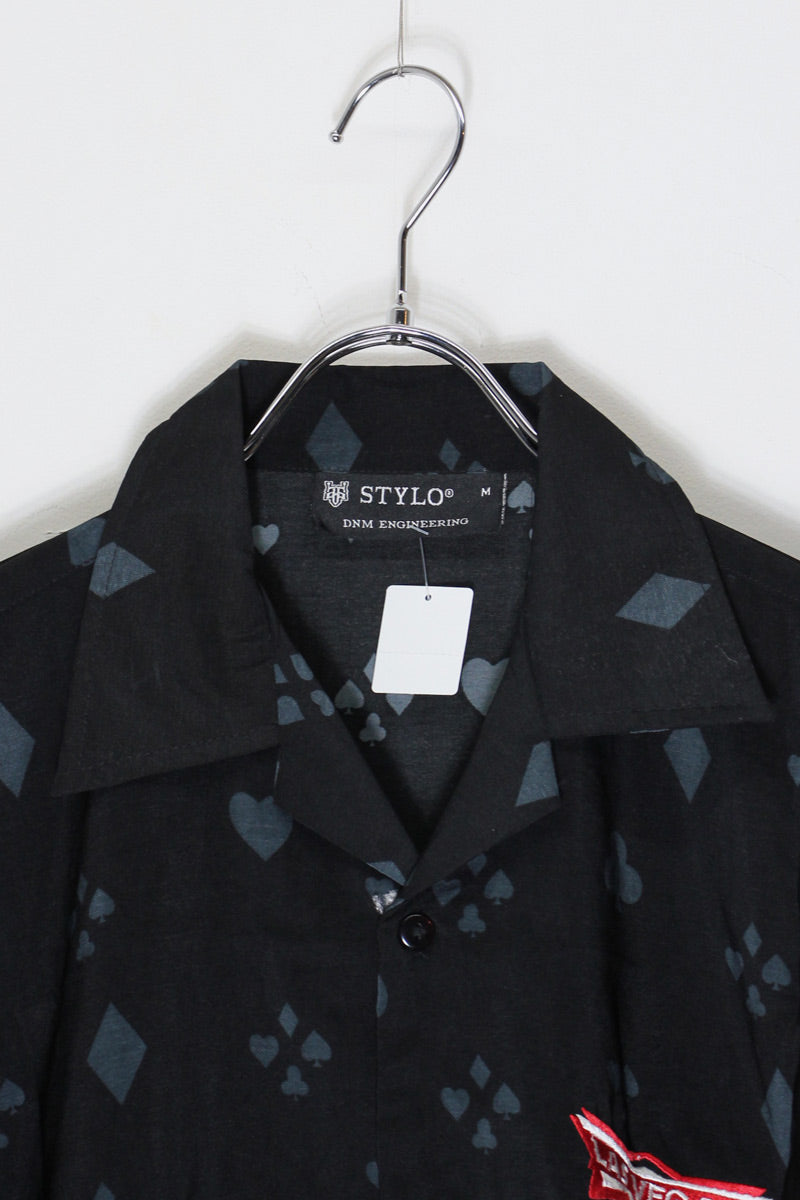 S/S LAS VEGAS FRAME OPEN COLLAR SHIRT / BLACK/RED [SIZE: M DEADSTOCK/NOS]