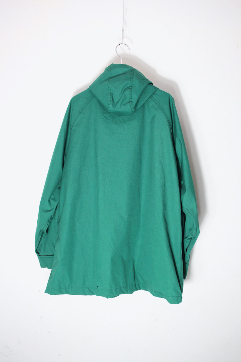 MADE IN USA 70-80s NYLON ZIP HOODIE JACKET / GREEN [SIZE: L USED]