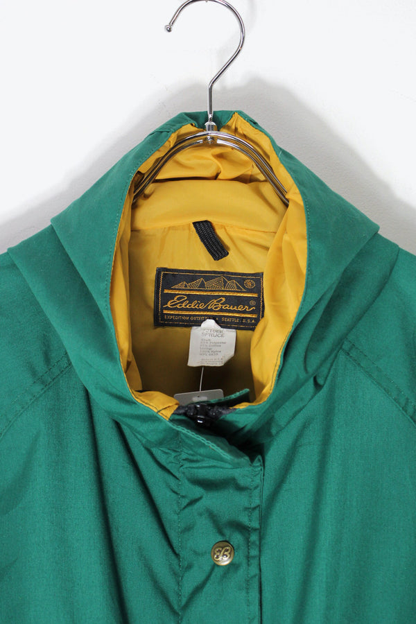 MADE IN USA 70-80s NYLON ZIP HOODIE JACKET / GREEN [SIZE: L USED]