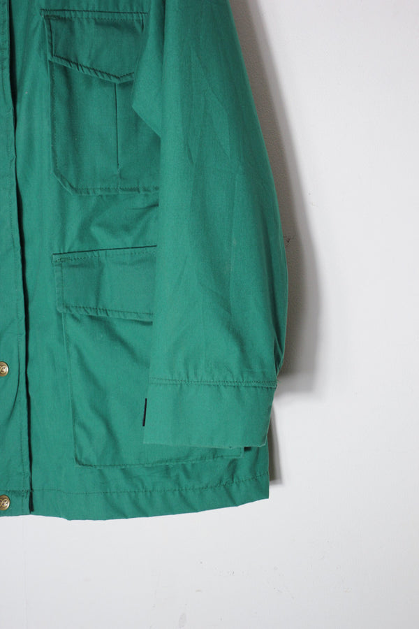 MADE IN USA 70-80s NYLON ZIP HOODIE JACKET / GREEN [SIZE: L USED]
