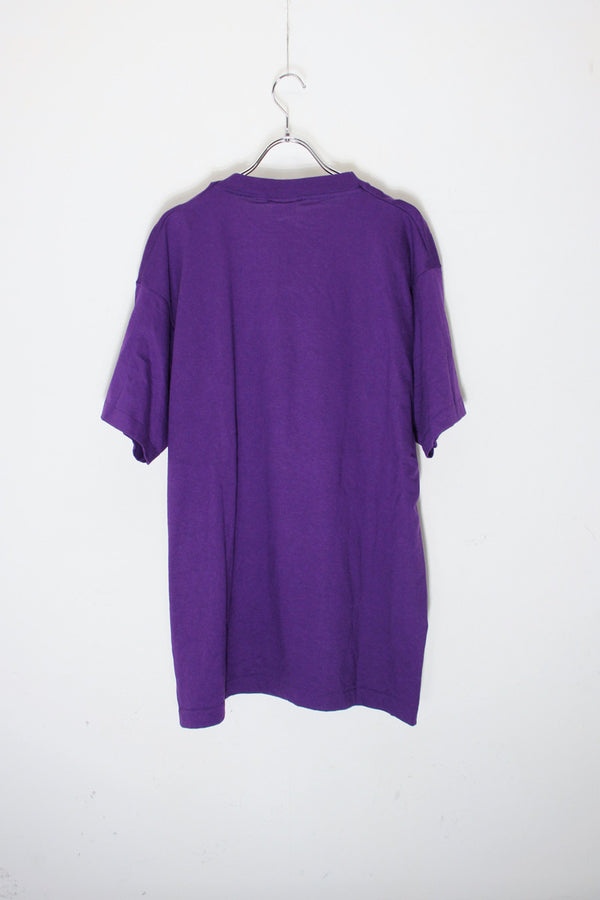 MADE IN USA 90'S S/S 100.5 FM PRINT T-SHIRT / PURPLE [SIZE: XL USED]
