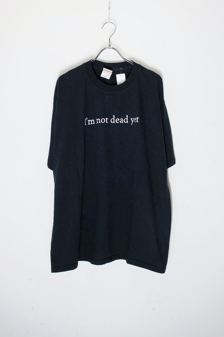 90'S S/S I'M NOT DEAD YET MONTY PYTHON'S SPAMALOT MUSICAL T-SHIRT / BLACK [SIZE: XL USED]