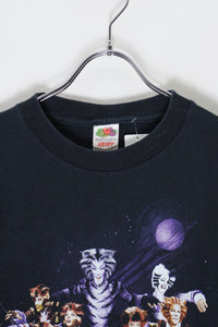 90'S S/S CATS (MUSICAL) T-SHIRT / BLACK/PURPLE [SIZE: L USED]