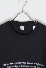 画像をギャラリービューアに読み込む, S/S STICKS AND STONES MAY MESSAGE PRINT T-SHIRT / BLACK [SIZE: L USED]
