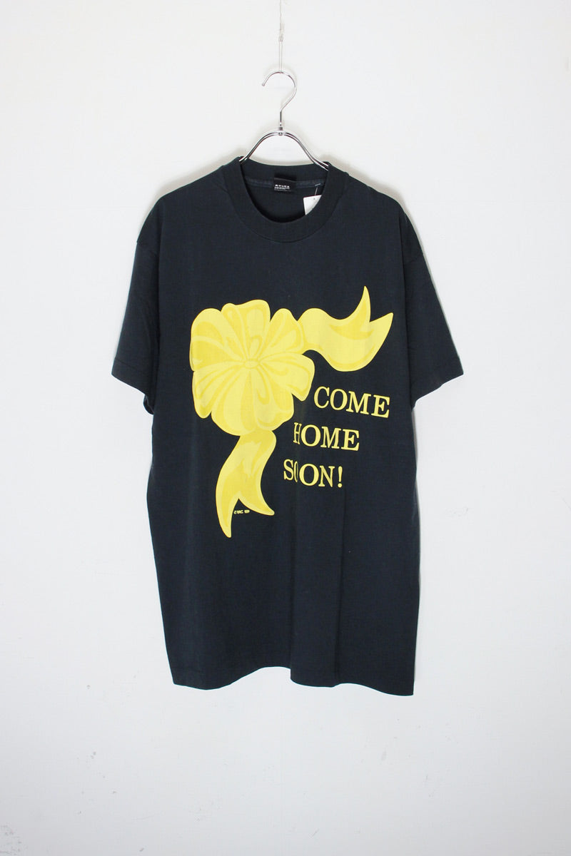 MADE IN USA 90'S S/S COME HOME SOON PRINT T-SHIRT / BLACK [SIZE: XL USED]
