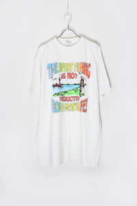 MADE IN USA 90'S S/S TIME SPEND FISHING MESSEGE T-SHIRT / WHITE [SIZE: XL USED]