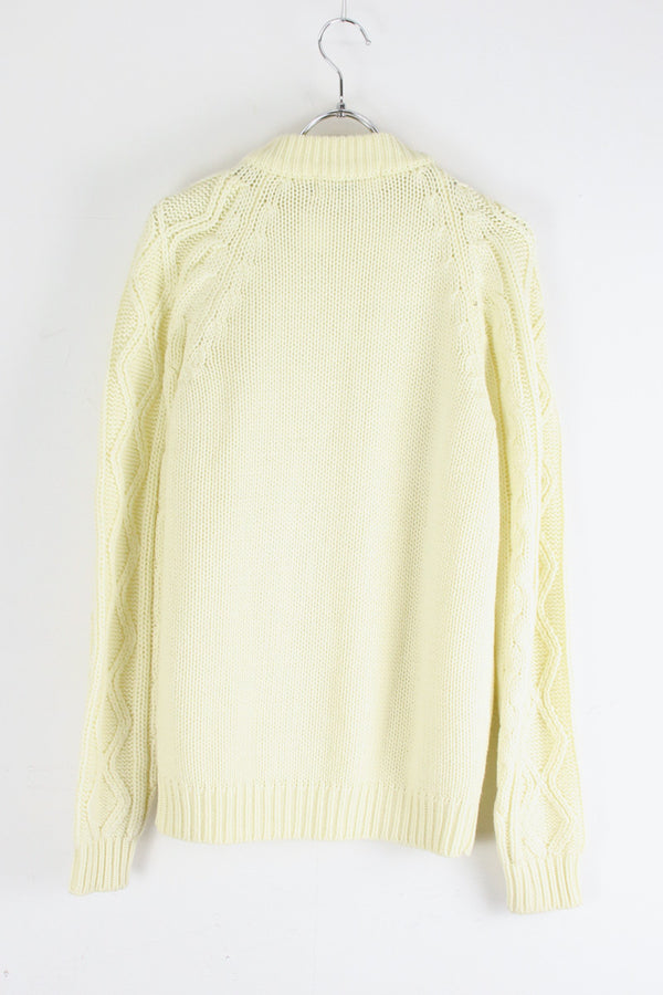 80'S ACRYLIC CABLE KNIT SWEATER / IVORY [SIZE: M USED]