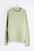 画像をギャラリービューアに読み込む, MADE IN USA 80&#39;S CABLE KNIT SWEATER / PASTEL GREEN [SIZE: L USED]
