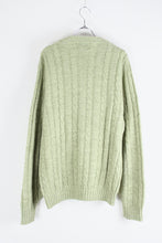 画像をギャラリービューアに読み込む, MADE IN USA 80&#39;S CABLE KNIT SWEATER / PASTEL GREEN [SIZE: L USED]
