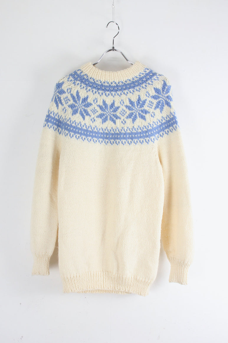 NORDIC WOOL SWEATER / WHITE/LIGHT BLUE  [SIZE: M相当 USED]