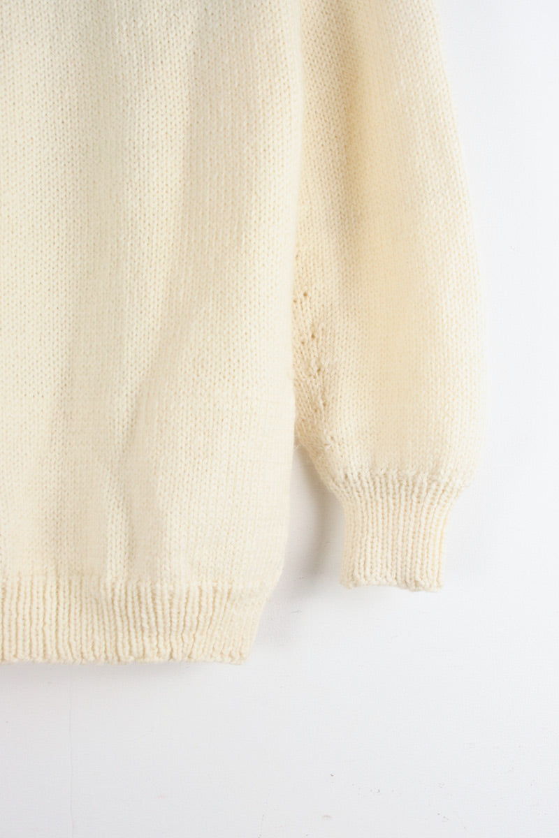 NORDIC WOOL SWEATER / WHITE/LIGHT BLUE [SIZE: M equivalent USED]