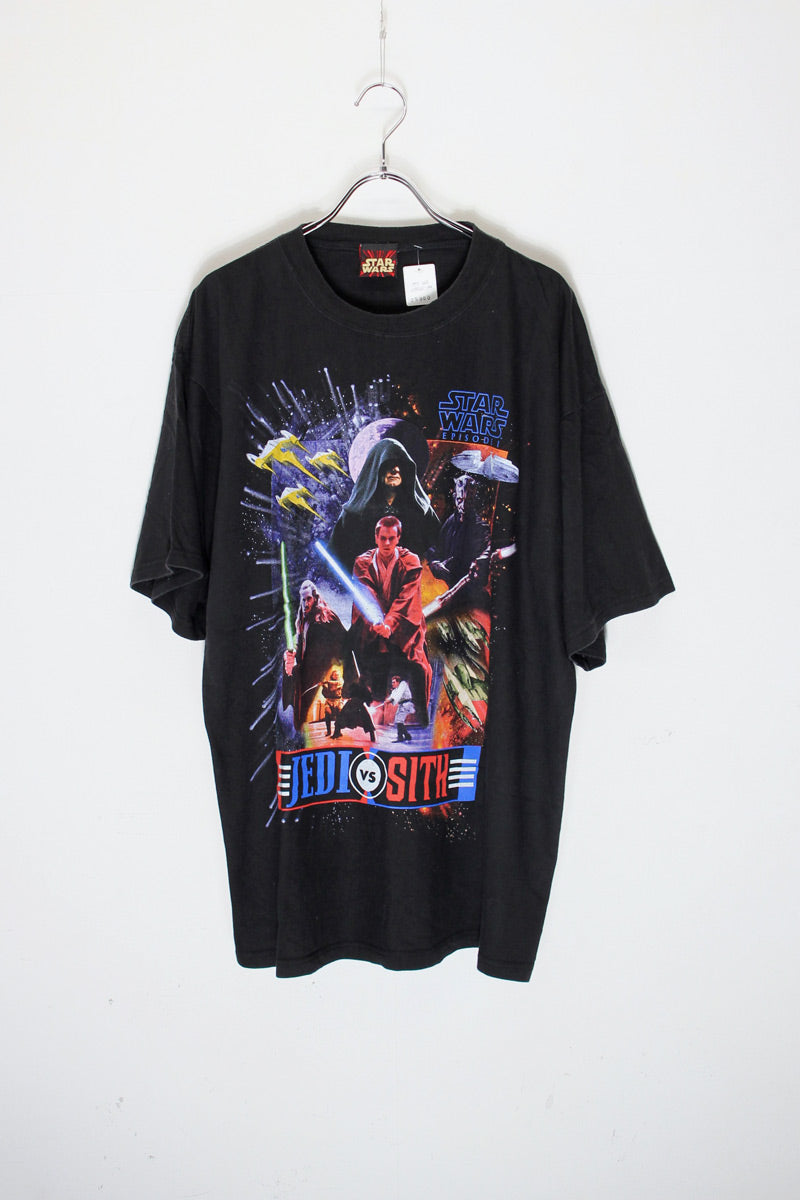 MADE IN USA 99'S S/S STAR WARS EPISODE 1 JEDI VS SITH MOVIE PRINT T-SHIRT / BLACK [SIZE: L USED]