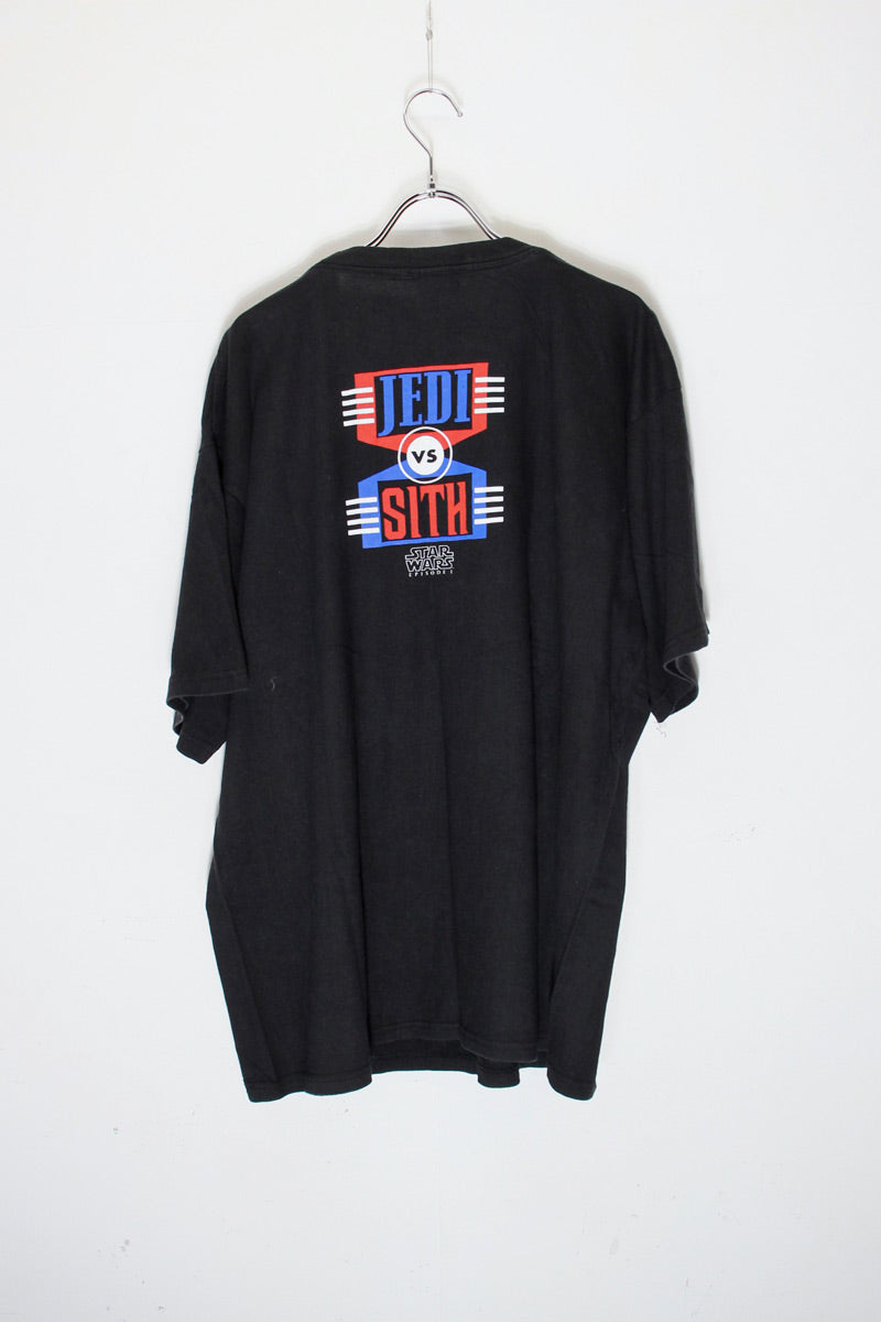 MADE IN USA 99'S S/S STAR WARS EPISODE 1 JEDI VS SITH MOVIE PRINT T-SHIRT / BLACK [SIZE: L USED]
