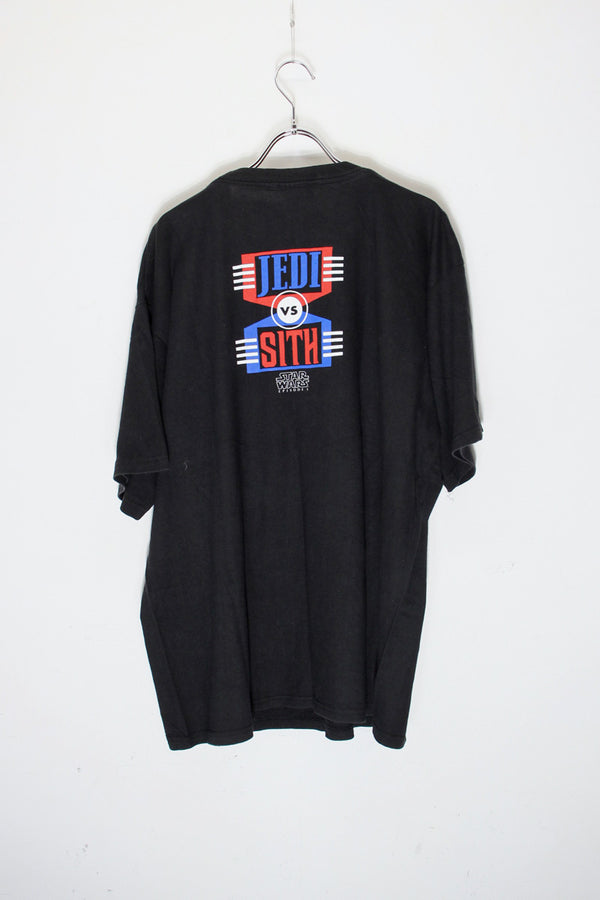 MADE IN USA 99'S S/S STAR WARS EPISODE 1 JEDI VS SITH MOVIE PRINT T-SHIRT / BLACK [SIZE: L USED]
