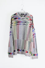 画像をギャラリービューアに読み込む, MADE IN ITALY 90&#39;S MULTI PATTERN ACRYLIC KNIT SWEATER / GREY MULTI [SIZE: L相当 USED]
