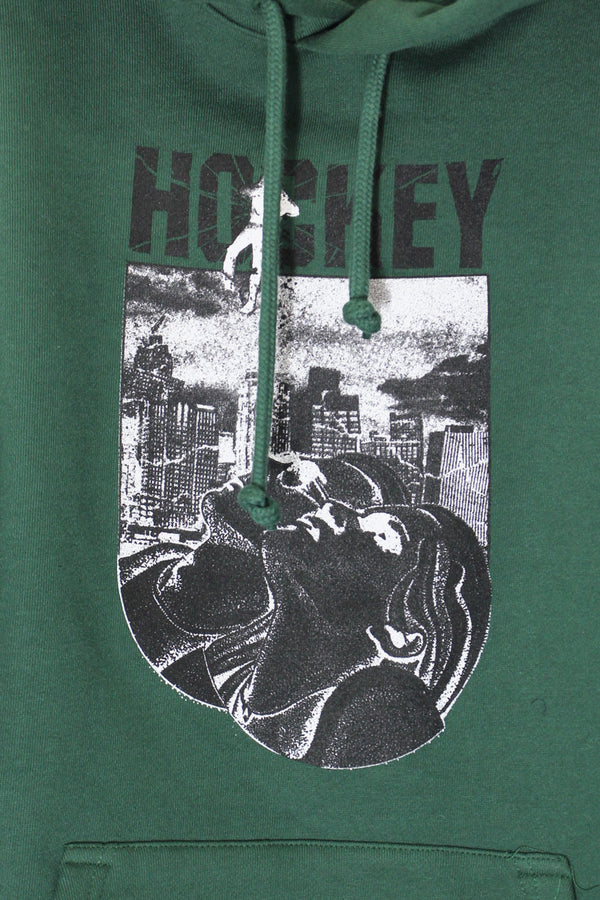 PRINT HOODIE SWEATSHIRT / GREEN [SIZE: M USED]