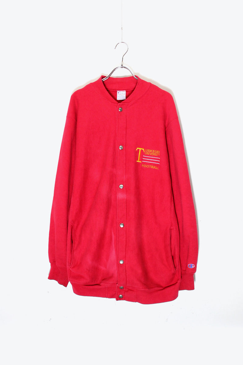 MADE IN USA 90'S REVERSE WEAVE SNAP SWEAT JACKET / PINKRED [SIZE: XL USED]