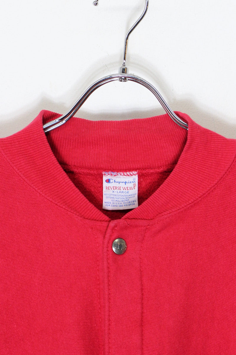 MADE IN USA 90'S REVERSE WEAVE SNAP SWEAT JACKET / PINKRED [SIZE: XL USED]