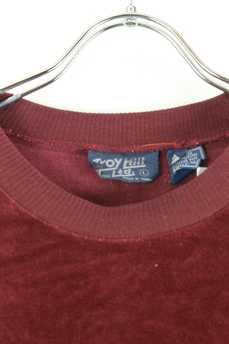 VELOUR SWEAT SHIRT / WINE RED [SIZE: L USED]