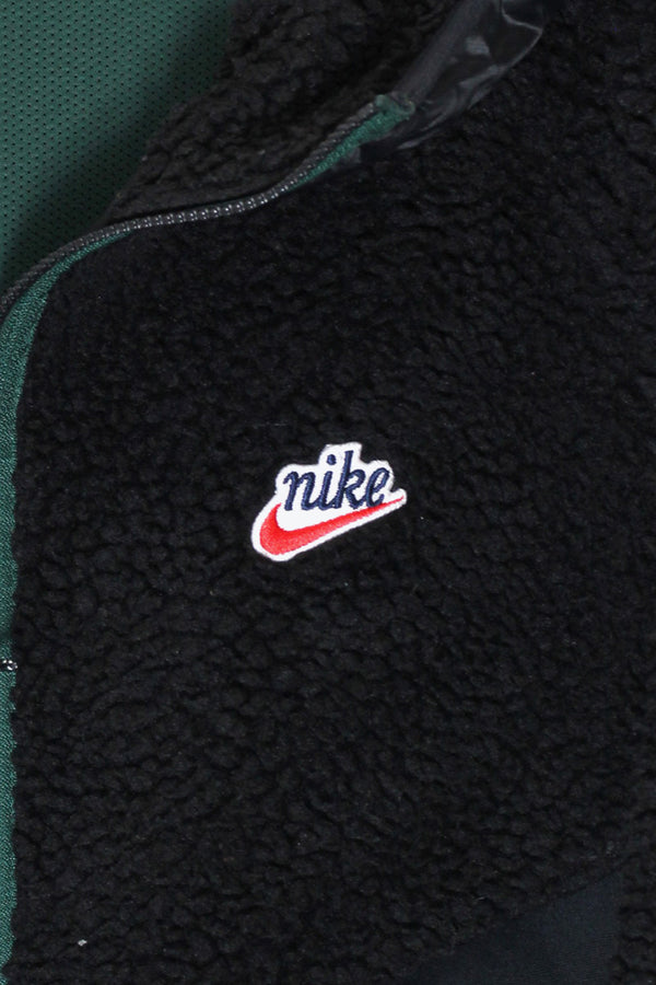 HOODIE QUILTING NYLON FLEECE JACKET / BLACK [SIZE: L USED]