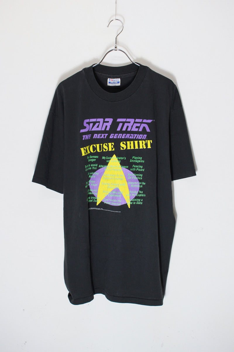 MADE IN USA 90'S STAR TREK PRINT MOVIE T-SHIRT / BLACK [SIZE: XL USED]